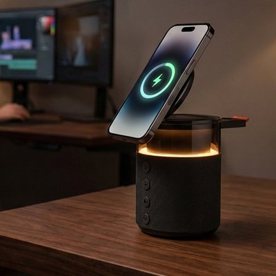 Chargeur sans fil haut parleur en charge