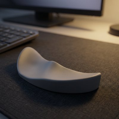 Repose poignet gris sur bureau de soir