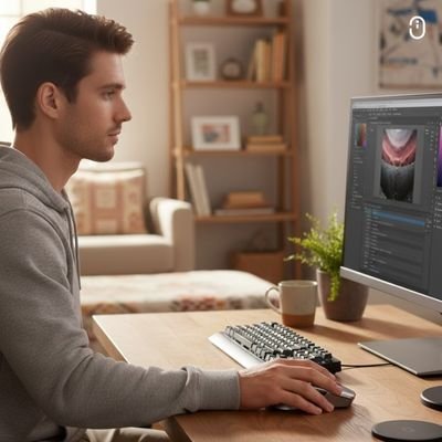 Souris bluetooth game avec homme devant ordinateur