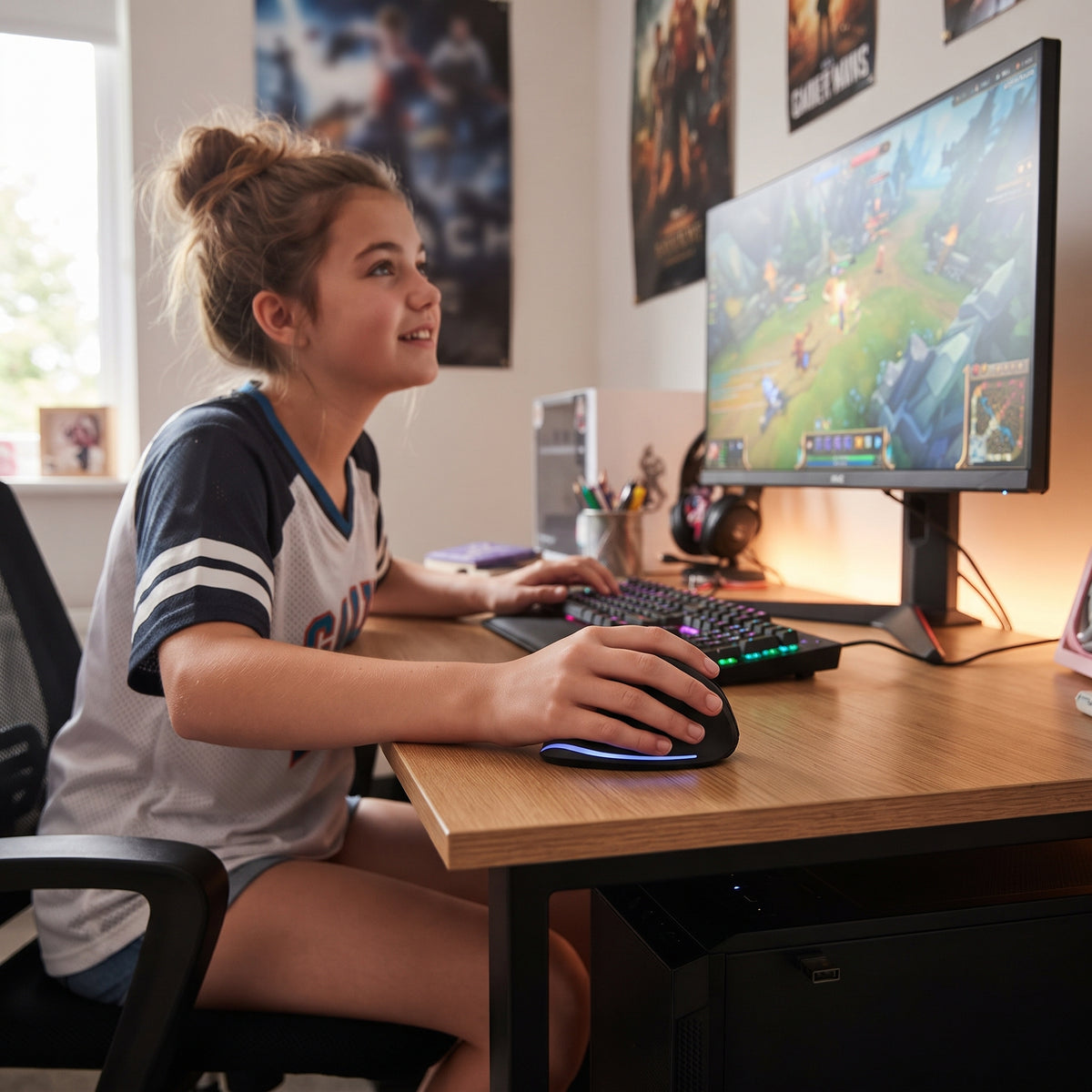 souris gamer ergonomique adolescente jeu vidéo