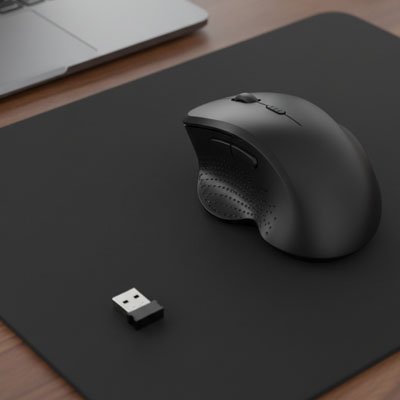 souris sans fil ergonomique Morpho 2 noire tapis noir