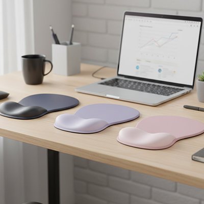 Tapis de souris ergonomique trois modèles noir gris rose